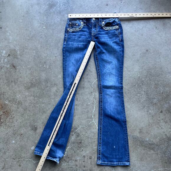 VINTAGE MISS ME MIDRISE BOOTCUT JEANS Y2K GLITTER 26X32 - Picture 5 of 6